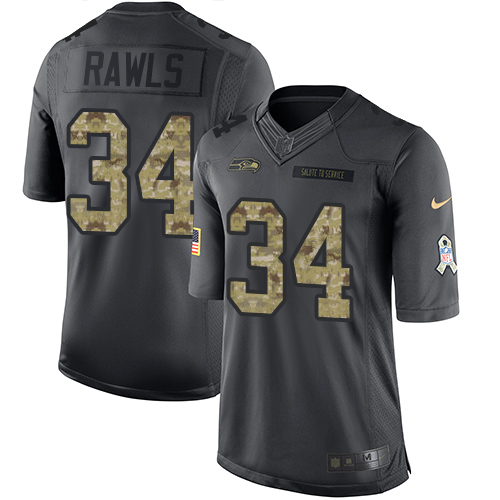Nike Seahawks #34 Thomas Rawls Black Men's Stitched NFL Limited 2016 Salute to Service Jersey - Click Image to Close